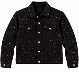 Black Rhinestone Denim Jacket