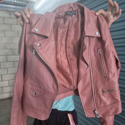 Mave Pink Fax Leather Jacket 