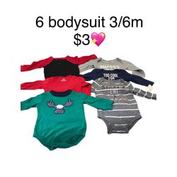 6 Bodysuit Baby Boy Size 3/6 months 💖💖1X 