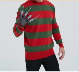 New!  Men’s Freddy Krueger Costume Sweater and Claw Glove