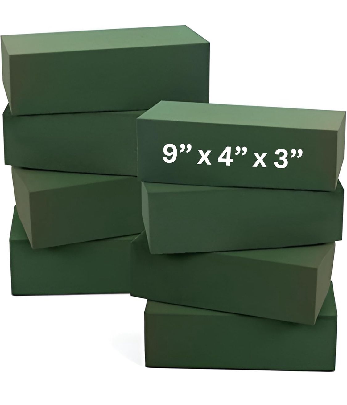 Noe & Malu 8 Pcs Floral Foam Blocks (Larger Size 9" X 4" X 3" Each) Florist Flower Foam Green Bricks Applied Dry or Wet Flower Foam Bricks Arrangement