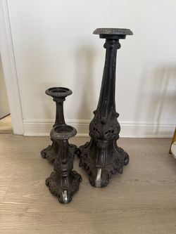 Set of 3 Turkish metal candle stands