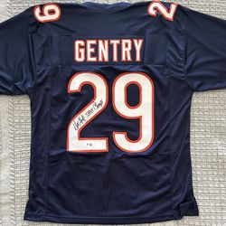 Dennis Gentry Signed Chicago Bears Custom Pro Style Jersey Beckett