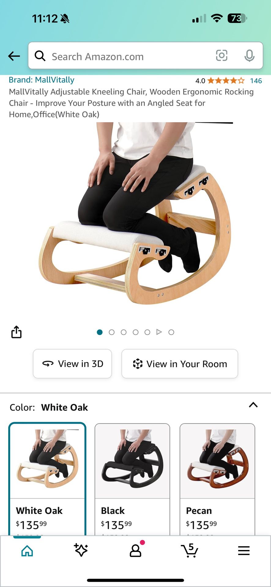 Brand New White Oak Adjustable Wood Rocking Kneeling Chair 
