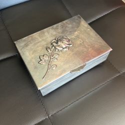 Vintage President’s Celebration Silverplate Rose Lid Jewelry Box