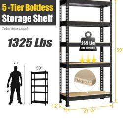 😀 28"Wx12"Dx59"H Storage Shelves 5-Tier Adjustable Garage Storage Shelving, Heavy Duty Metal Storage Utility Rack Shelf Unit for Warehouse Pantry 