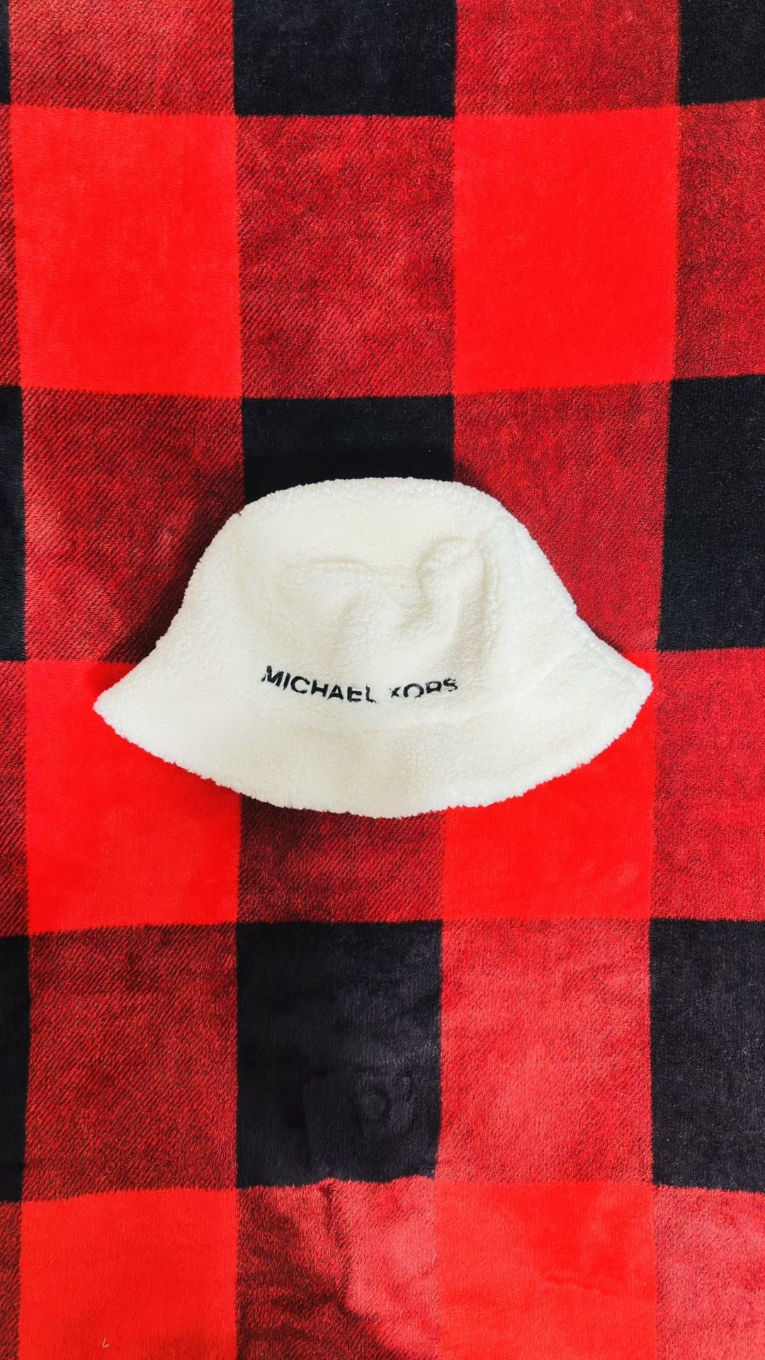 Michael Kors Graphic Logo Fuzzy Bucket Hat