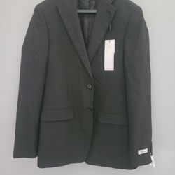 New Mens 38 Reg Slim Fit Charcoal/Black Suit Jacket