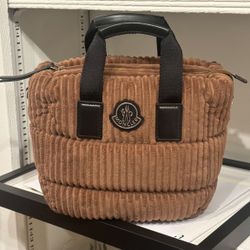 Soft Brown Corduroy Mini Tote Bag Moncler