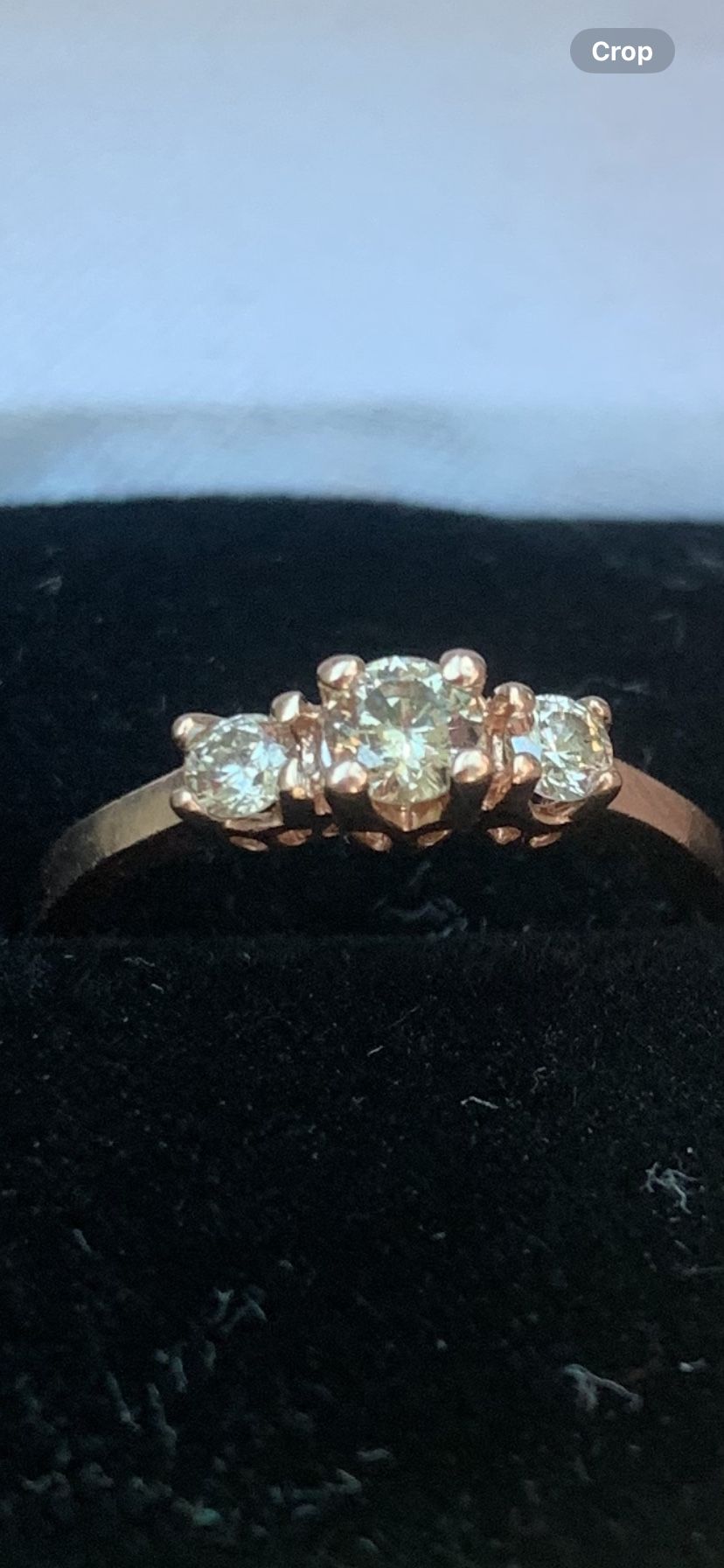 10kt Rose Gold 3 Stone Diamond Ring