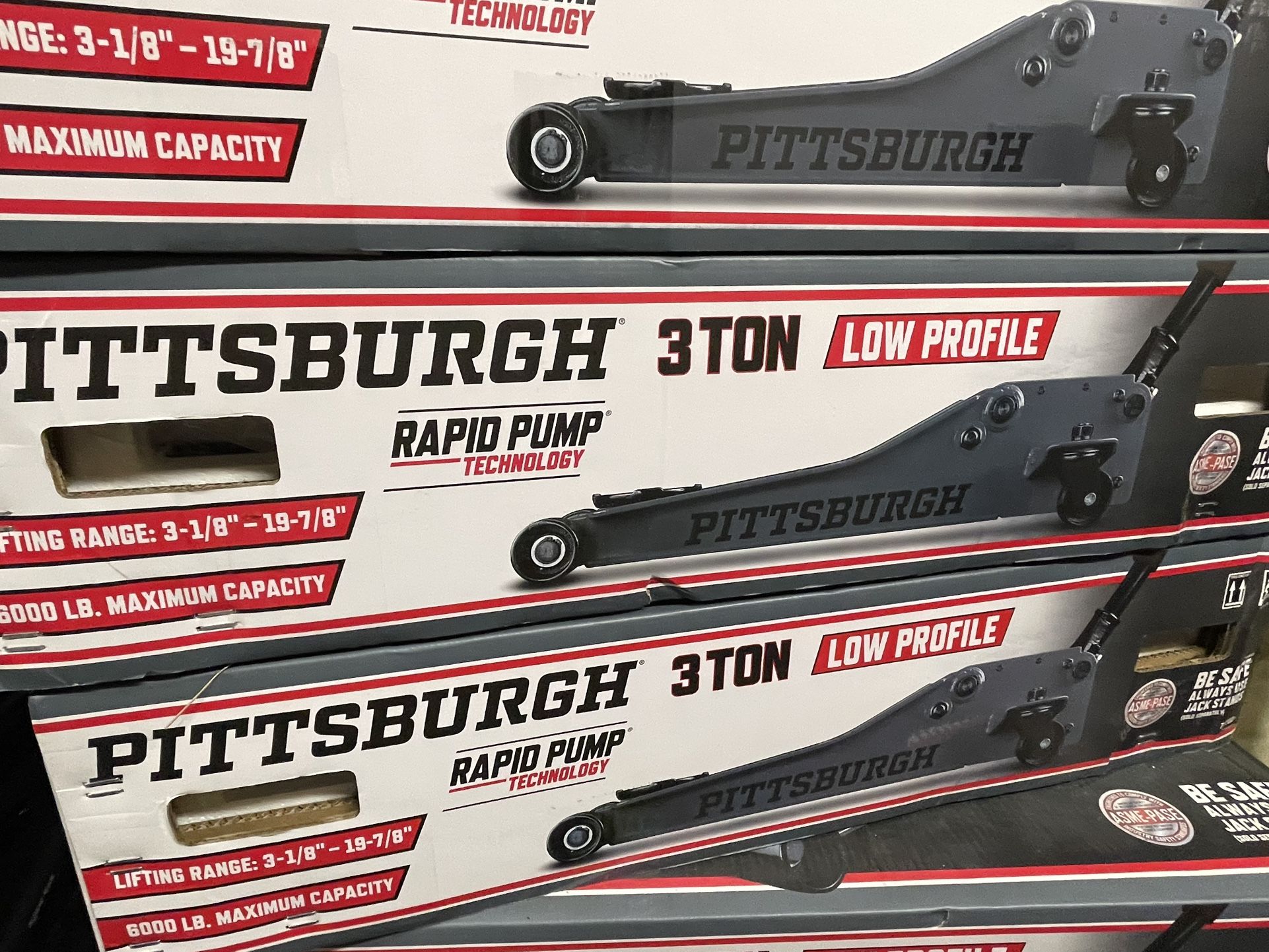 PITTSBURGH 3 Ton Low-Profile Floor Jack with RAPID PUMP, Slate Gray
