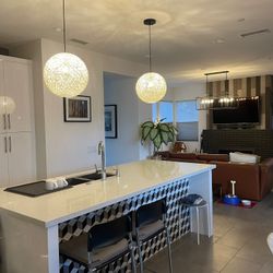 Sleek Sophisticated White Pendant Light Set of Two