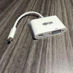 Tripp Lite USB-C Male to VGA with USB-C Female Adapter Cable - White