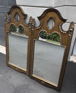 RARE FIND — Matching MCM Bronze-Gilt Mirrors (SET of 2) 