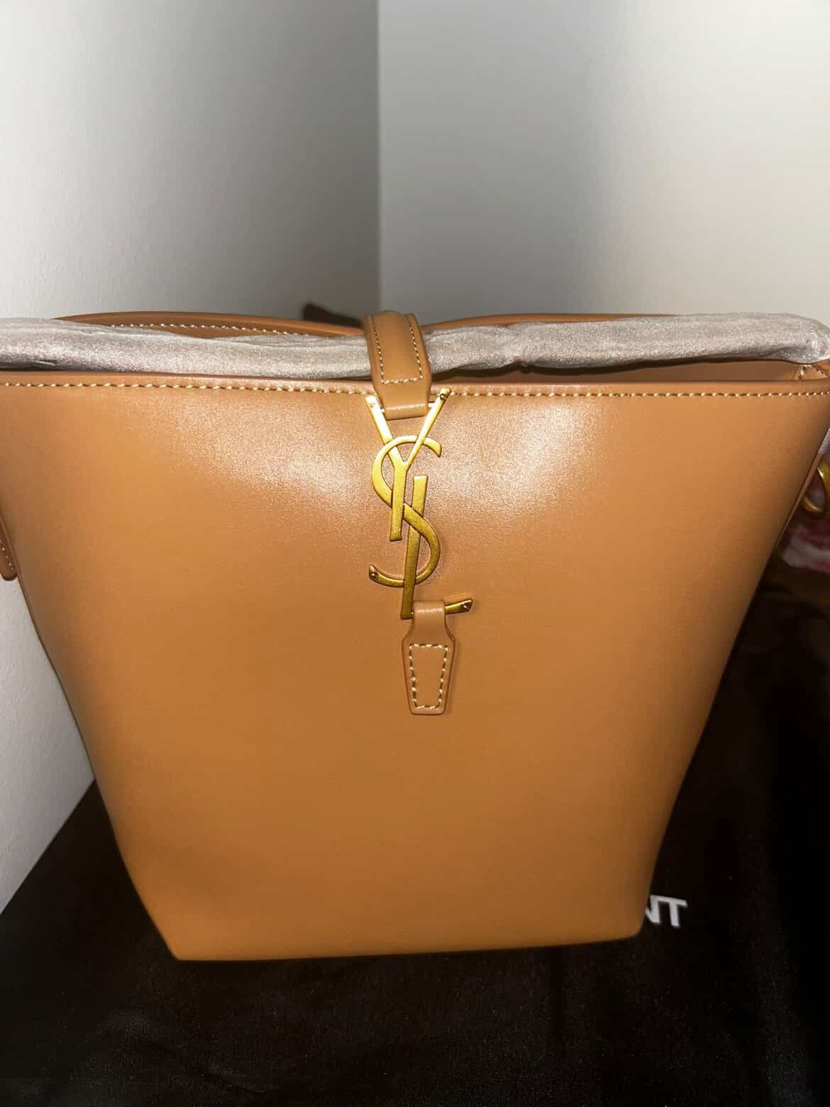 YSL Tan Leather Bucket Bag