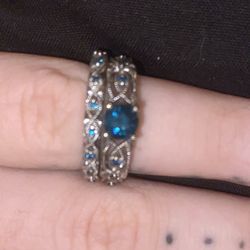 Bridal Set 10k Gold Blue Diamonds 