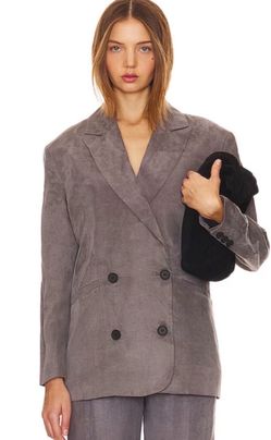 New AllSaints Elle Gray Double Breasted Oversized Boxy Blazer Sz US 6 $445