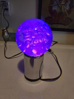 Vintage Fry Plastics International 7" Chrome Base Orb Bubble Table Lamp MCM