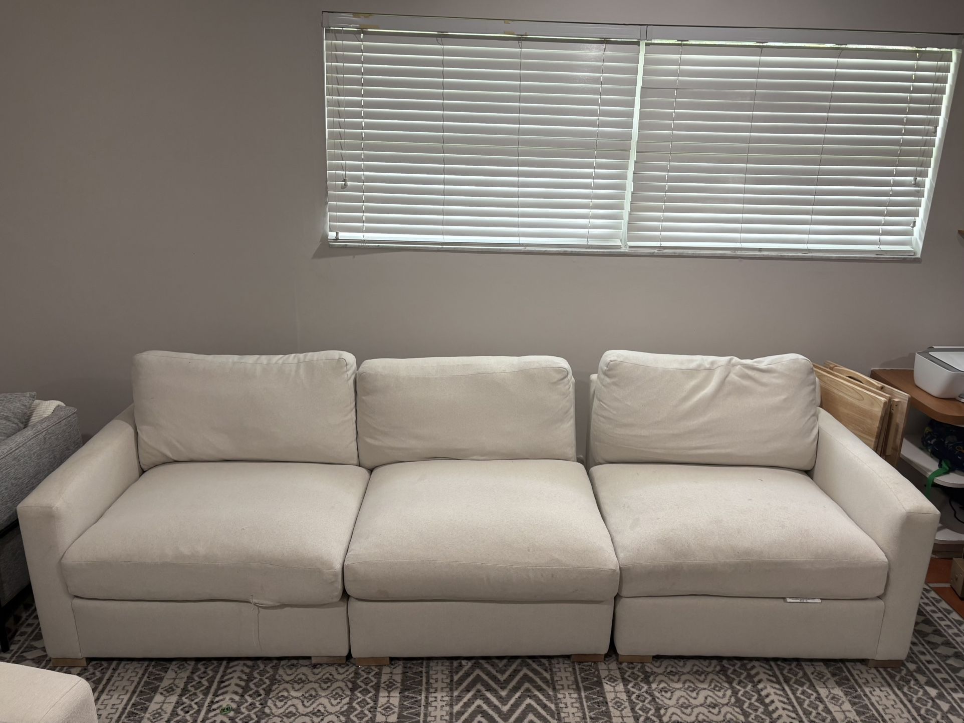 White/Beige Sofa W/ Ottoman 