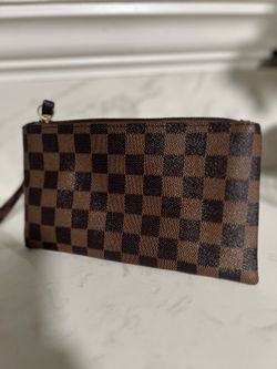 Brown Checkered Wristlet wallet pouch