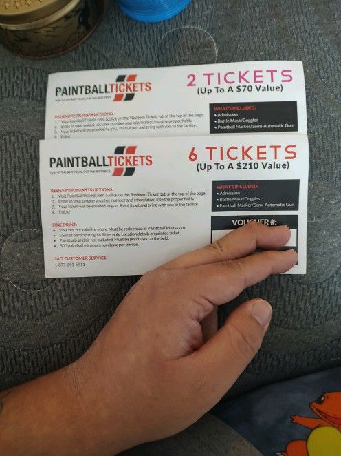 Paint Ball Tickets Set Of 8