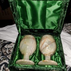 Antique Glasses With Green Felt Covered Carry Box