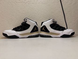 Air Jordan Mid-Top Basketball Sneakers White Black Gold