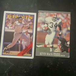Cleveland Browns Kevin Mack & SF Giants Candy Maldonado Trading Cards