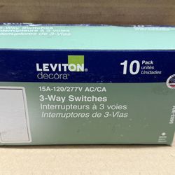 Leviton Decora 15 Amp 3-Way Specialty Light Switch, White (10-Pack)