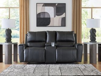 Glossmore Black DBL Rec Loveseat w/Console