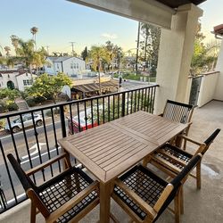 Acacia Wood Outdoor Dining Set (Table + 4 Chairs)
