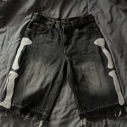 Kapital Skeleton Bone Denim Shorts 