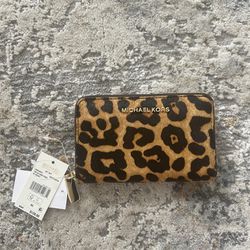 Small Leopard Print Calf Hair Wallet 