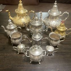 Antique silver plated Moroccan teapots