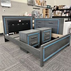LODANNA GRAY LED PANEL BEDROOM SET