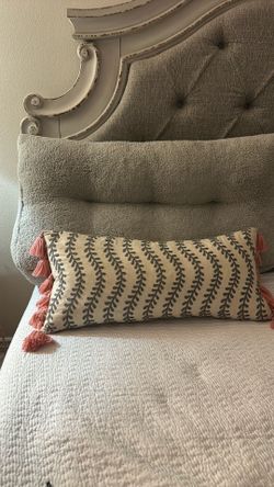 Embroidered Down-Filled Lumbar Pillow with Tassels