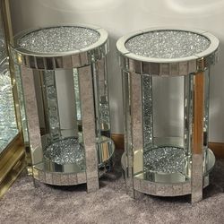 Gorgeous Mirror and Crushed Diamond Elegant Accent Tables $175/each
