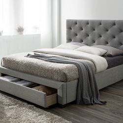 Queen Light Grey Storage Bed Frame Brand New In Box 