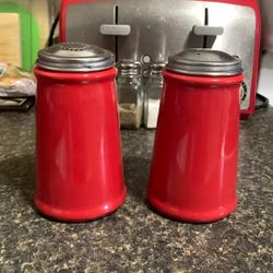Large “Red “ Ceramic Salt & Pepper Holders-1 Set!