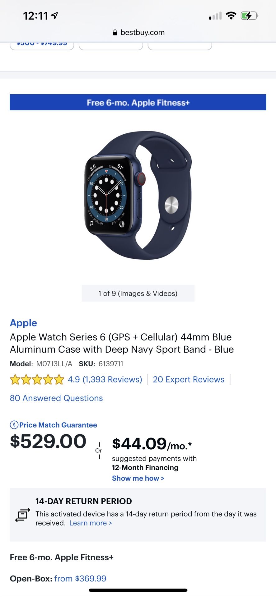 Apple Iwatch Series 44mm GPS/cellular Brand Néw In Box Blue And