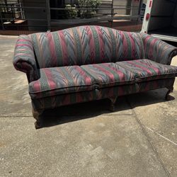 $50 Vintage Rolled Arm Sofa. Wooden Claw Feet. Can Deliver For $50