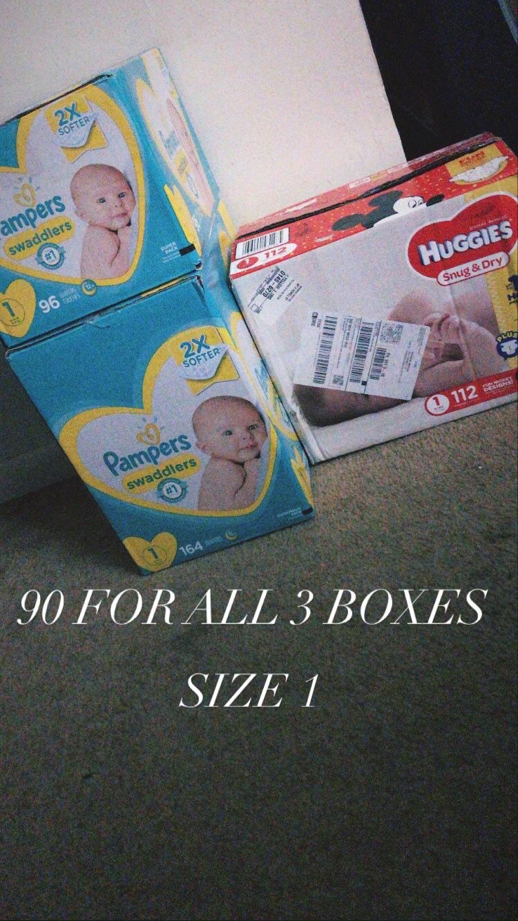 SIZE 1 PAMPERS AND HUGGIES