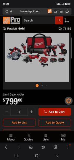 Milwaukee M18 6 tool combo