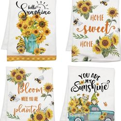 Brand New! 4 Pack Sunflower Microfiber Hand Towels