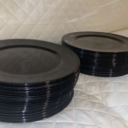 58 Black Plastic Chargers for any Event (13 Inches Wide)