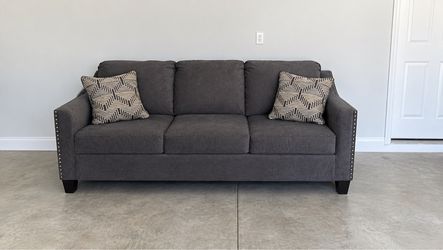 Sofa sleeper , grey with Nailhead Trim & Decorative Pillow