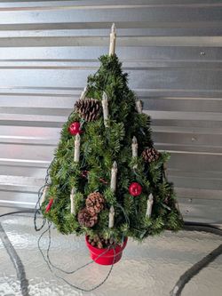 Small vintage pre lit Christmas tree