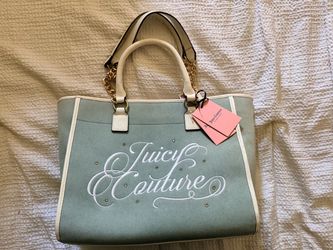 Juicy Couture light blue Canvas Tote with White Trim and Gold Hardware