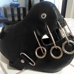 Soft Flexible Bondage Muzzle Mask with Elastic Straps and Metal Pins and Rings- One Size Fits All