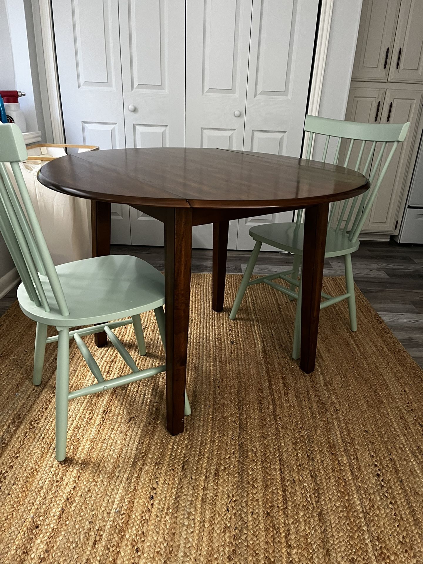 Round Wood Table With Fold Down Sides